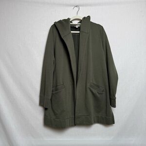 LOFT Olive Green Hooded Open-Front Cardigan XL Long Sleeve Pockets EUC